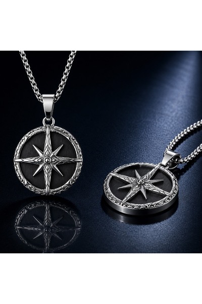 voyageaccessory Stainless Steel Minimal Design Vintage Style North Star Compa...