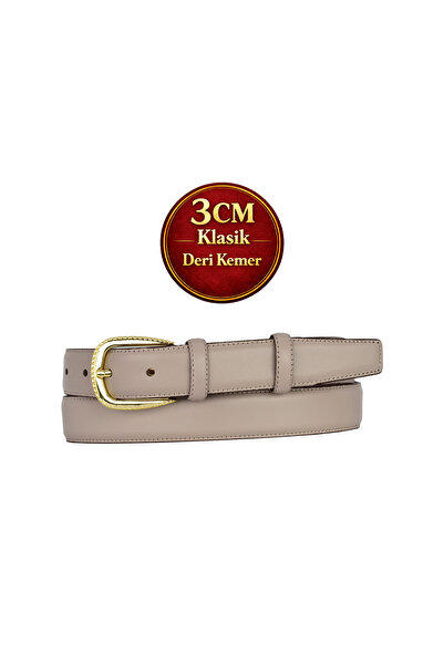GoDeri Genuine Leather, 3 cm Gold Color Buckle, Mink, Stitched Classic Women'...