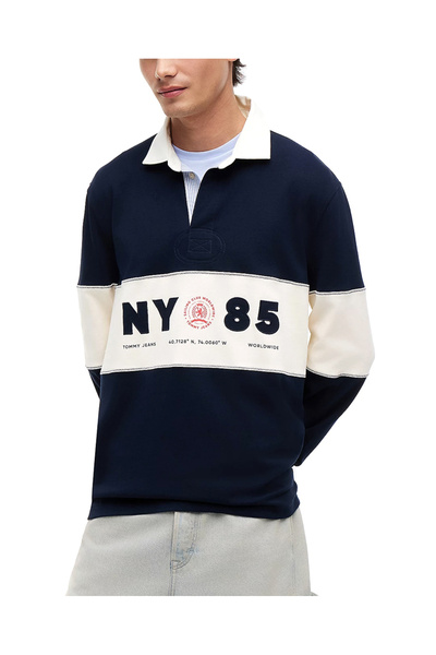Tommy Hilfiger Ανδρική Μακρυμάνικη Polo Μπλούζα Navy Μπλε Tommy Jeans DM0DM23...