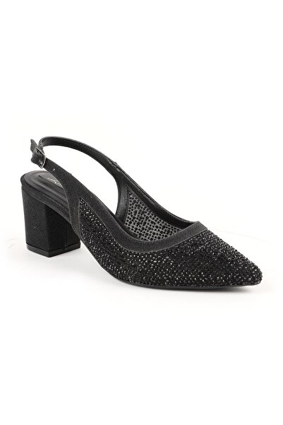 Libero Women's Stoned Tulle Detailed Thick Heeled Shoes Stylish Evening Dress...