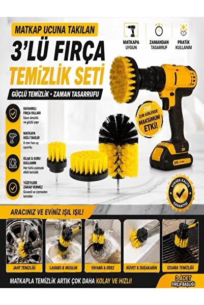 KARATAŞ AUTO SHINE Matkap Ucuna Takılan 3'lü Temizlik Fırçası Seti - Jant , H...