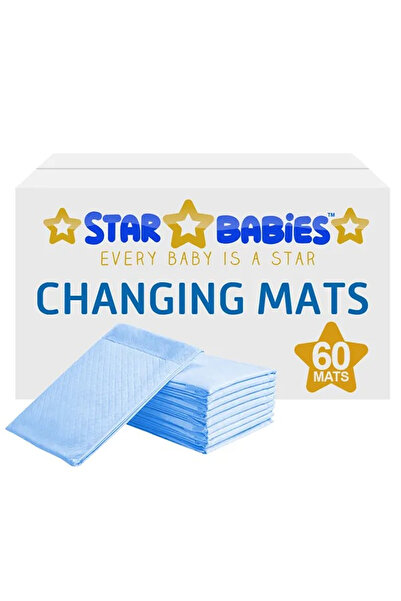 STAR BABiES حصائر تغيير الحفاضات للاستخدام مرة واحدة باللون الأزرق - عبوة من ...