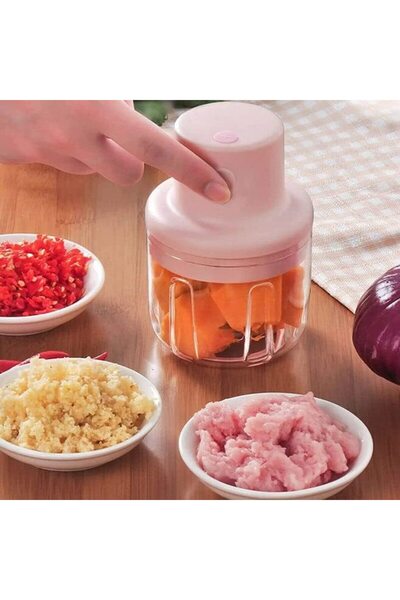 Vivendo Mini tocator electric portabil, incarcare USB, 250ml, 45W, Roz
