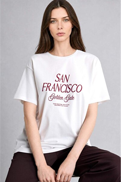 DeFacto Regular Fit Crew Neck Short Sleeve Printed Ecru T-Shirt H1367Ax26Sp