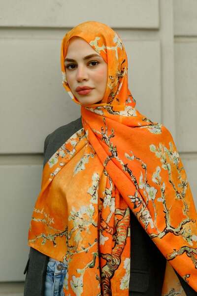 diorel Vangogh Premium Cotton Shawl-Orange