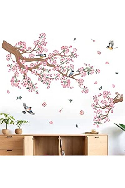 The Bros Cherry Blossom Wall Stickers for Bedroom: Peel and Stick Pink Flower...