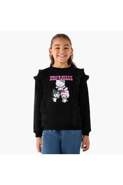 SANRIO Hello Kitty Print Sweatshirt with Ruffle Detail Sleeves