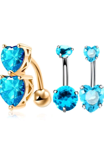 AMALFİ Γαλάζια Σκουλαρίκια Piercing Αφαλού, Σετ 3 τεμαχίων, από Χειρουργικό Α...