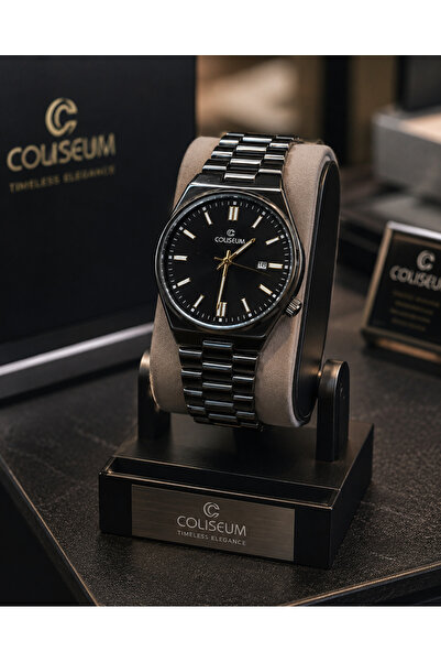 Coliseum YENİ SEZON Hediyelik Elegant Black Takvimli PASLANMAZ ÇELİK Erkek Ko...