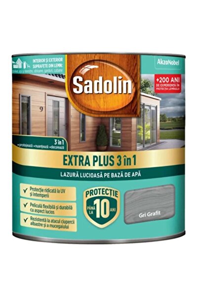 Sadolin Гланцов 3-в-1 оцветител на водна основа, Екстра Плюс, графитено сив 0...