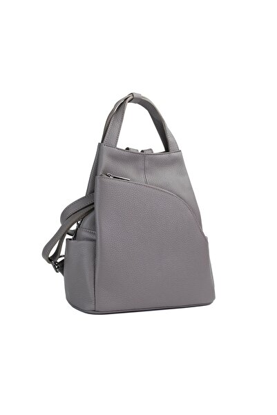 Posete Fagaras Charlene Leather Backpack - Grey, Genuine Leather , Backpack, ...
