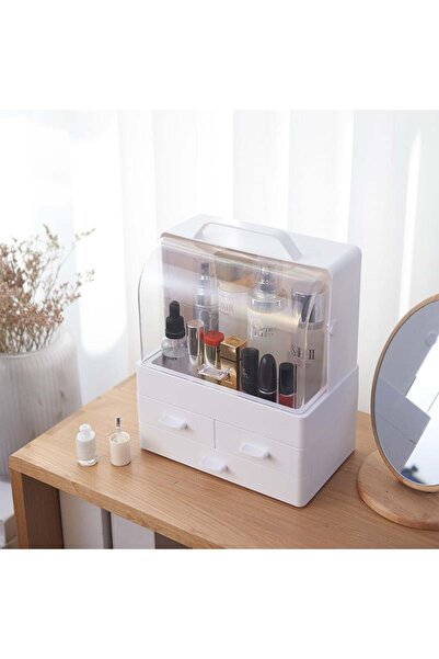 Vivendo Organizator Cosmetice cu Capac Glisant Transparent si 3 Sertare