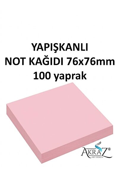 Akraz Art Design YAPIŞKANLI NOT KAĞIDI postit KÜP 76X76 100yp. PASTEL PEMBE 1...