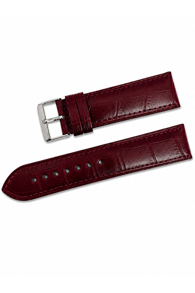 Leather Class Bordo Krokodil Desenli %100 Deri Saat Kayışı | Silver veya Gold...
