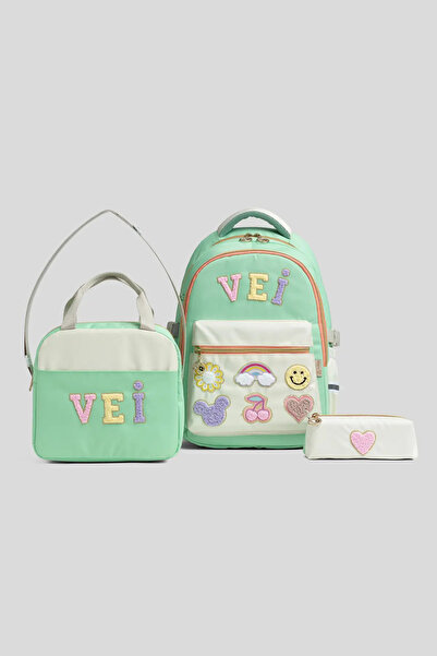 WANDER BAG Girl's 3-Piece School Bag Set with Lunch Box and Pen Holder, Prima...