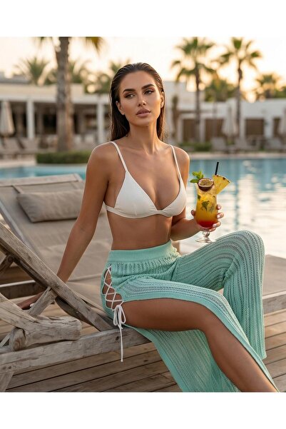 Trend Kapında Knitwear Beach Pants with Rope Detail on the Sides