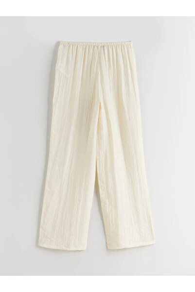 LC Waikiki Beige Textured Women's Trousers with Elastic Waist