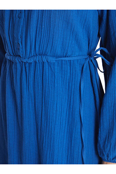 LC Waikiki Blue Judge Collar Muslin Dress