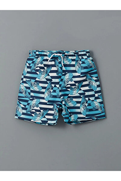 LC Waikiki Turquoise Crew Neck Boys Tank Top and Swim Shorts