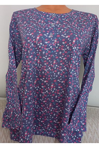 Anne Er Clothing Paper Print Combed Cotton Blouse Long-Sleeve 3 Buttons Print