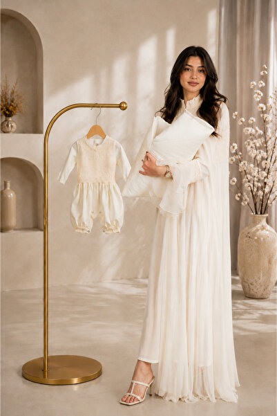 Generic Mother and Baby Set (Maternity Robe + Baby Gown + Baby Overalls) – Cr...