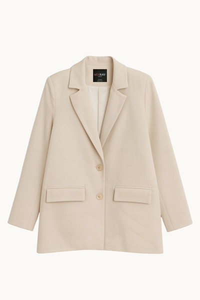 Mixray 4786 Kadın Oversize Kruvaze Blazer Ceket Taş