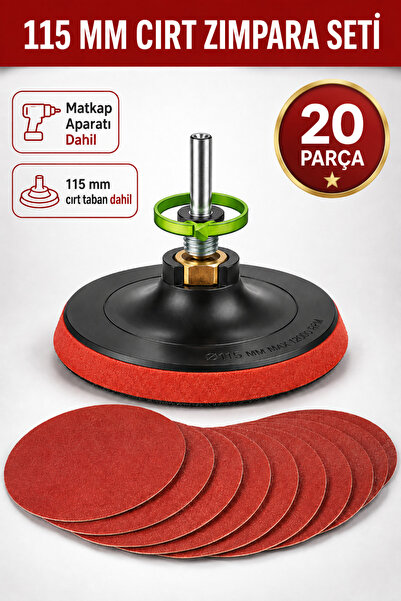 Arkhelais Cırt Zımpara Seti - 115 mm Zımpara Kağıdı - Matkap Aparatı Cırt Tab...