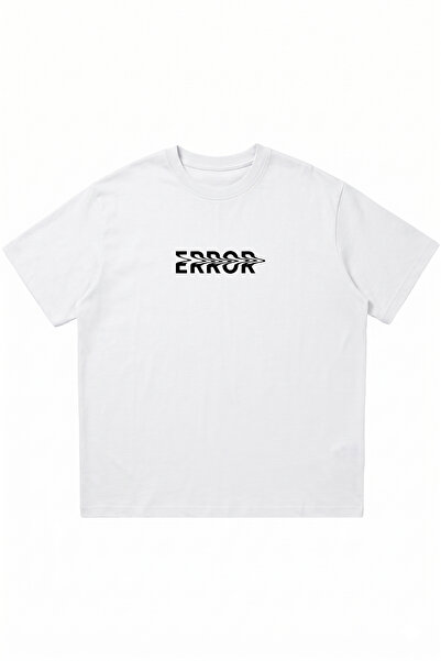 DASH WEAR Error Printed White Oversize Crew Neck T-Shirt