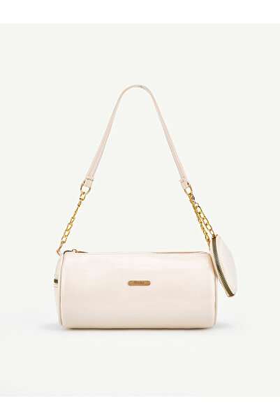 SHAKA Wrinkled Textured Cream Shk327 Cylinder Bag, Wallet with Charms, Zipper...