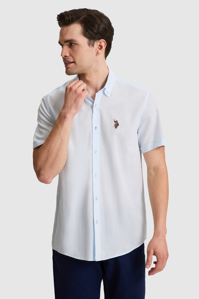 U.S. Polo Assn. Men's Light Blue Short Sleeve Shirt 50320240-Vr003
