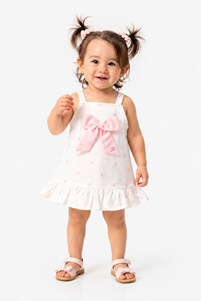Jikko Baby Bow Detailed Strappy Summer Baby Girl Dress 3730