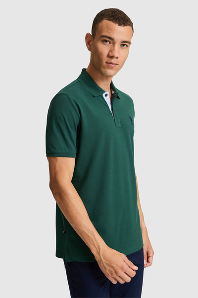 U.S. Polo Assn. Men's Dark Green Regular Fit Polo Collar Basic T-Shirt 503223...
