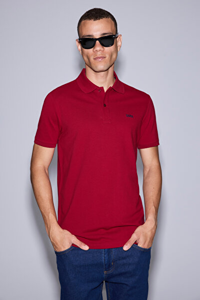 U.S. Polo Assn. Men's Burgundy Regular Fit Polo Collar Basic T-Shirt 50326963...
