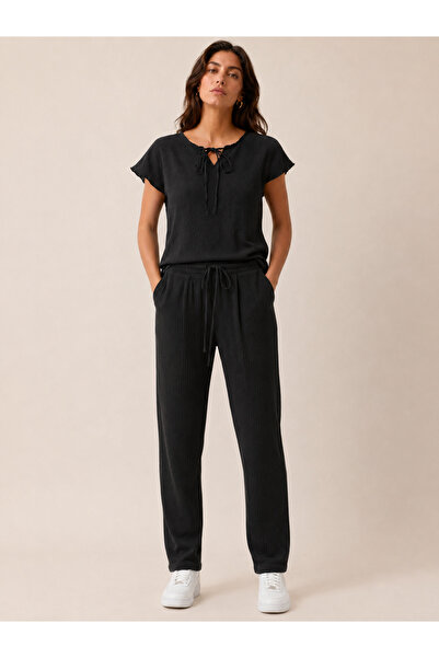 just wear zt Women's Loose Blouse and Straight-Leg Pants Set Casual Comfortab...