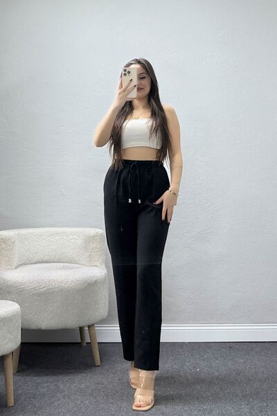 BELENDİR Women's Dabıl Lace-Up Trousers Black