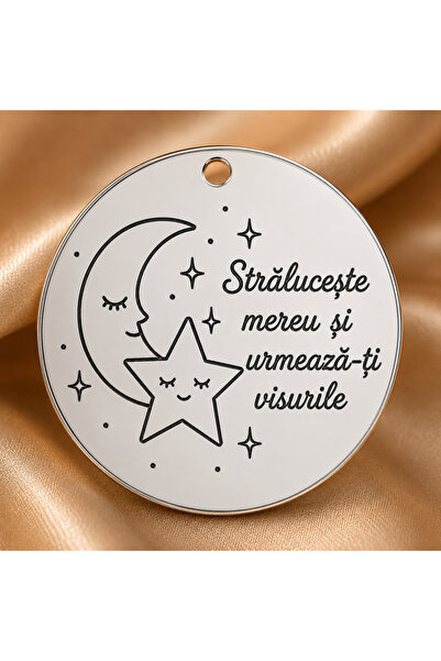 Simoshop Monedă de botez Argint 925 Lună și Stele 22 mm 0.3 mm S 0247