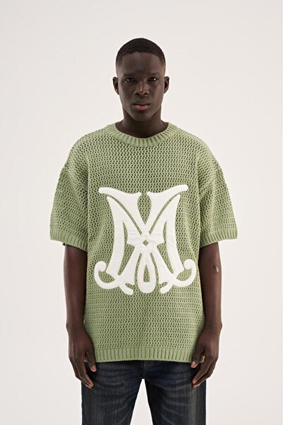 Machinist Tricou pentru bărbați Mchnst M Letter Knitwear, verde apă