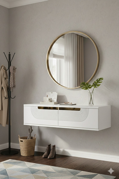 cnyr DA1202BG MEYRA DRESUAR, ANTRE HOL RAFI BEYAZ-GOLD 120cm