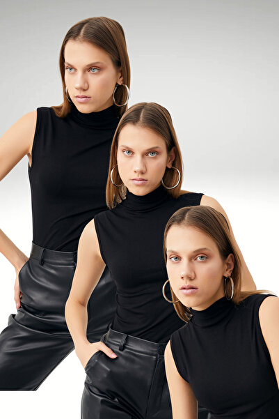 Ladima Women's Black 3-Piece Sleeveless Blouse