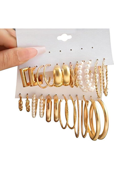 Nevara 12 Pairs Gold Hoop Earrings Set for Women, Waterproof, Trendy Dainty C...