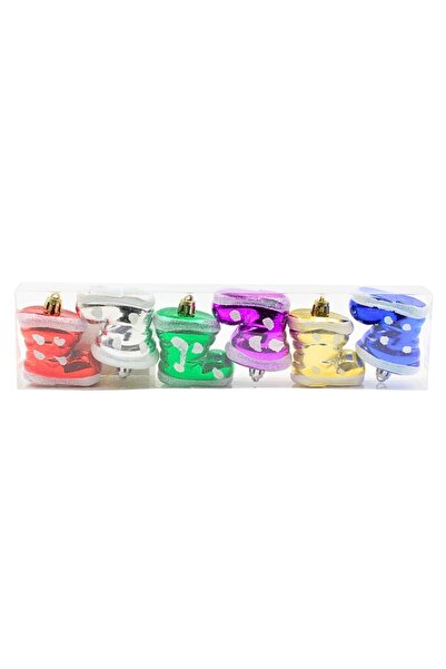 Gift Design Set of 6 colorful boot decorations, 4 cm, Xmas Magic