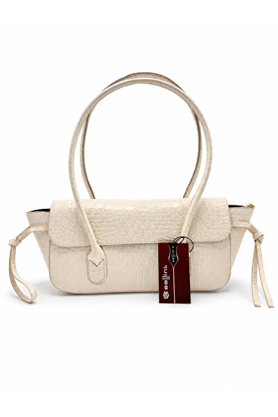 Sellini Croco Berlin Baguette Women's Shoulder Bag with Knot Detail on the Co...