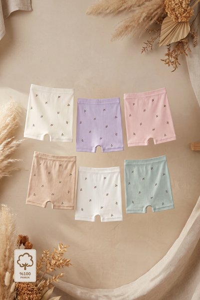 Minory Kids - 6-Piece Girls' Panties Set |   100% Cotton |   Floral Patterned
