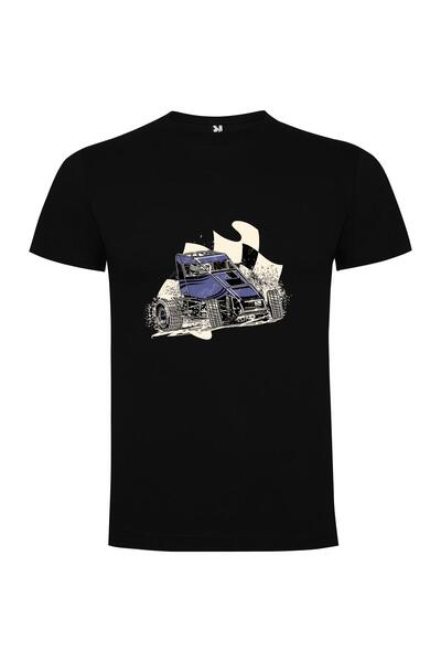 iLovePrints Flagged Racecar Illustration Tshirt