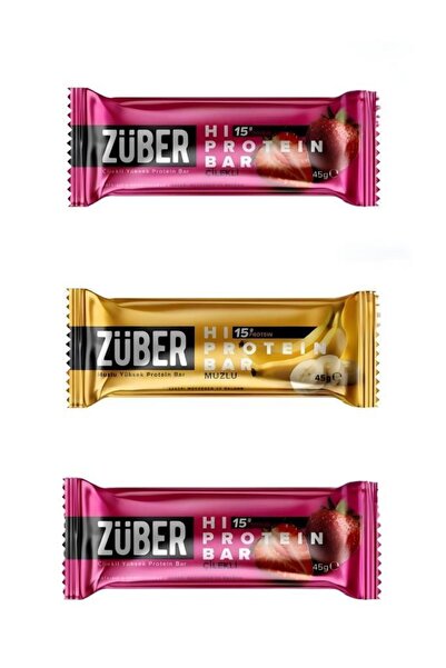 Züber Hi Protein Yeni Deneme Paketi 45g x 3 Adet (Çilekli, Muzlu)