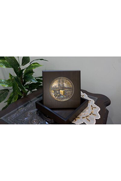 Horizon Gift Box Made of Teak Wood with a Mecca Model Plated with Copper Gift...