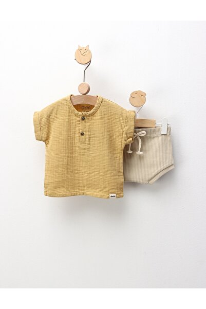 MiniKids Set de vara din muselina, Cool Boy, galben
