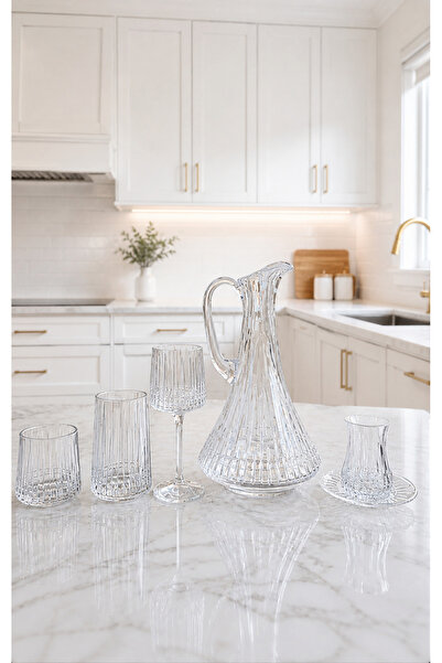 HOME SET 61 Parça Kesme Kristal Cam Seti – 12 Kadeh, 12 Su Bardağı, 12 Meşrub...