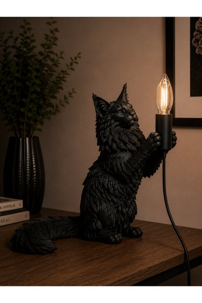 3dlab 3D Lab Premium Decorative Table Lamp with Black Cat Figure