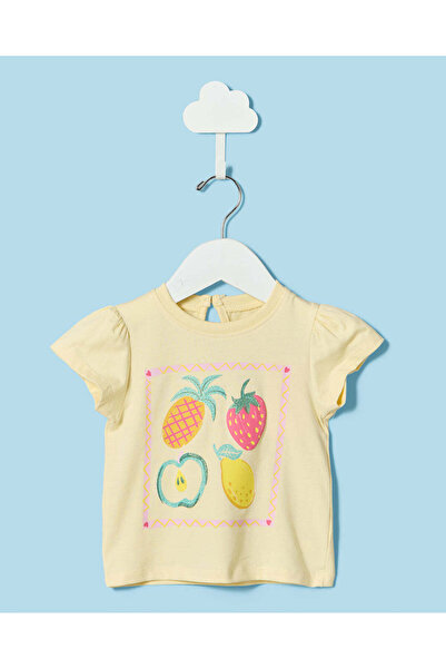 REDTAG Infant Girls Yellow Printed T-Shirt